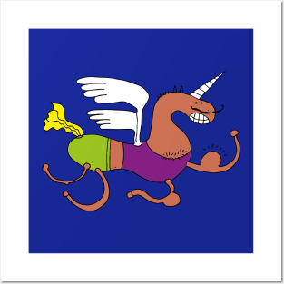 A MANLY AND STRONG FLYING UNICORN Posters and Art